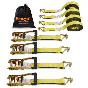 4-Pack Ratchet Straps w/ Double J Hooks: Safe Hauling