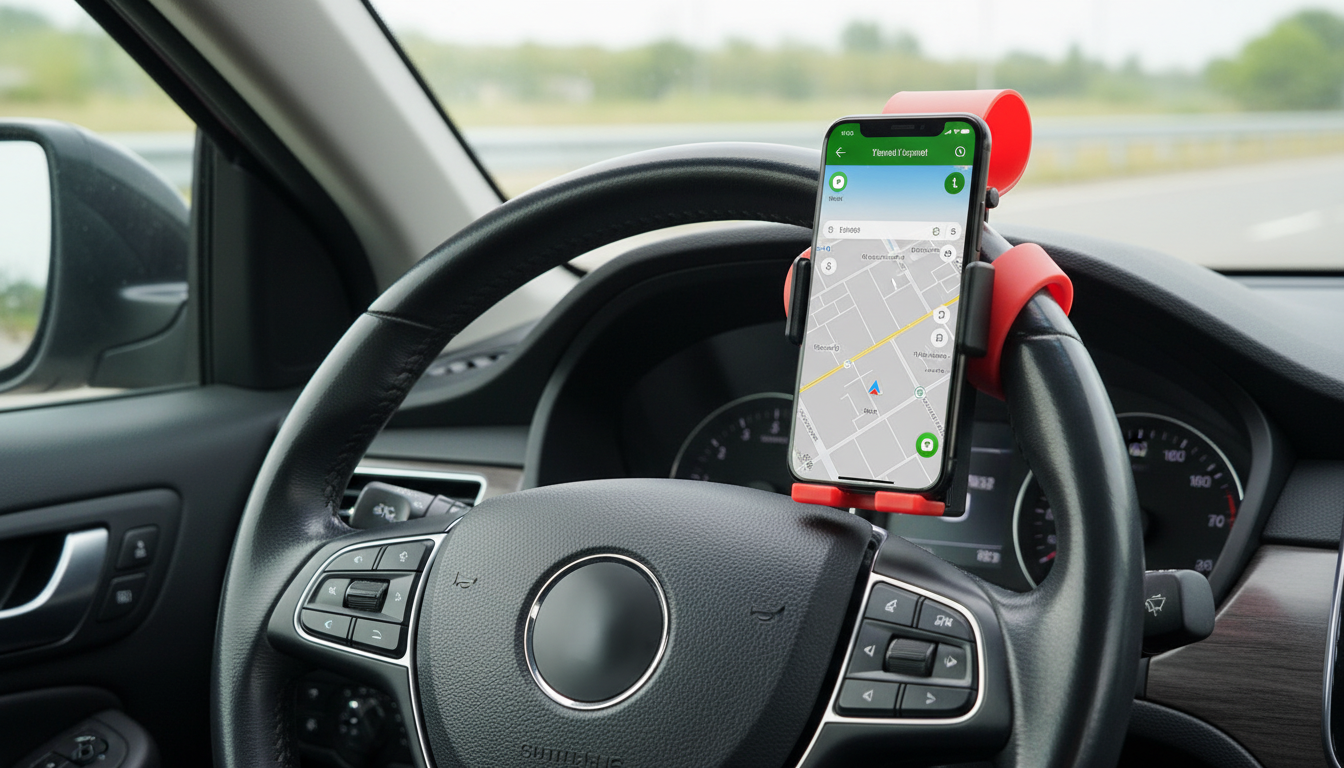 Steering Wheel Phone Mount: Safer, Glanceable Navigation