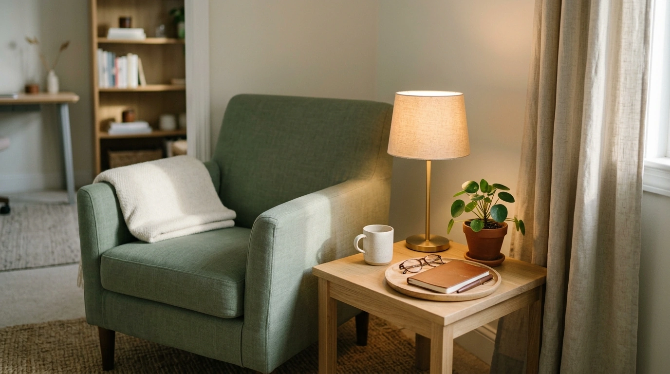 Create a Calm Retreat Zone: Lighting, Clutter, Comfort