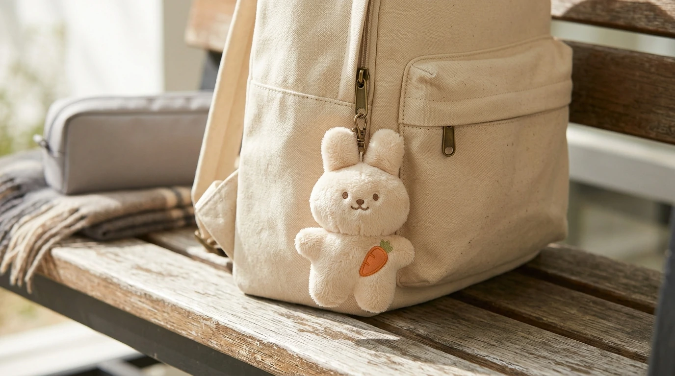 Cute Carrot Bunny Plush Keychain for Bags & Zippers