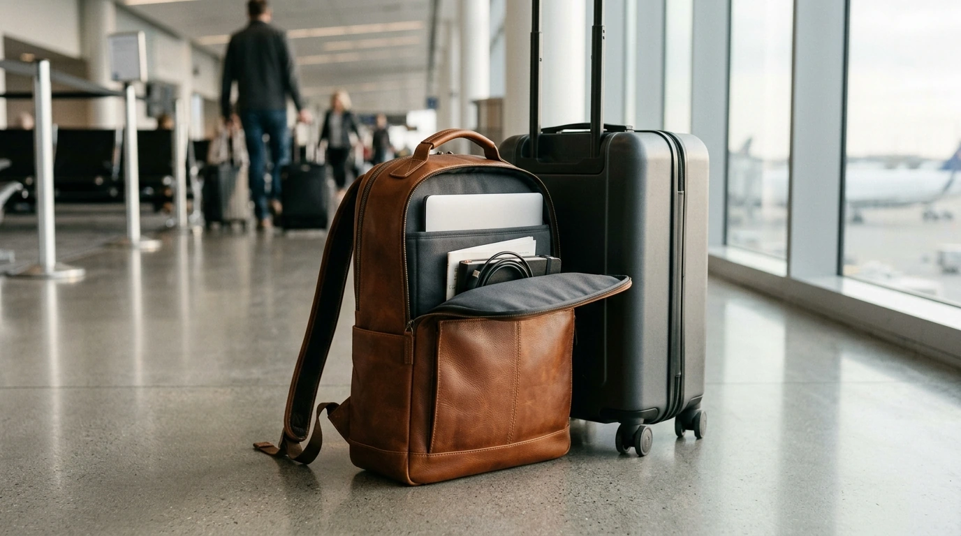 Genuine Leather 15-Inch Laptop Backpack for Work & Travel