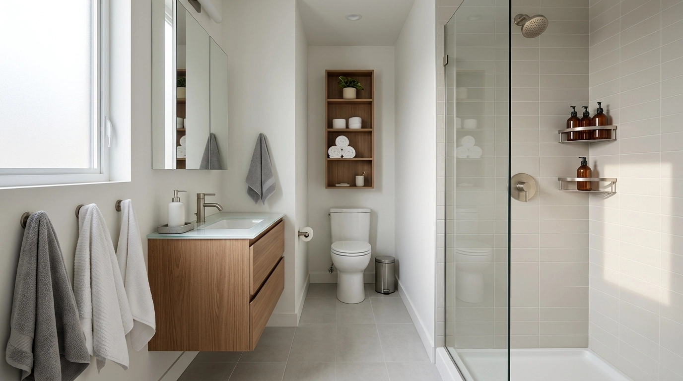 Tiny Bathroom Minimalist Upgrades for More Function