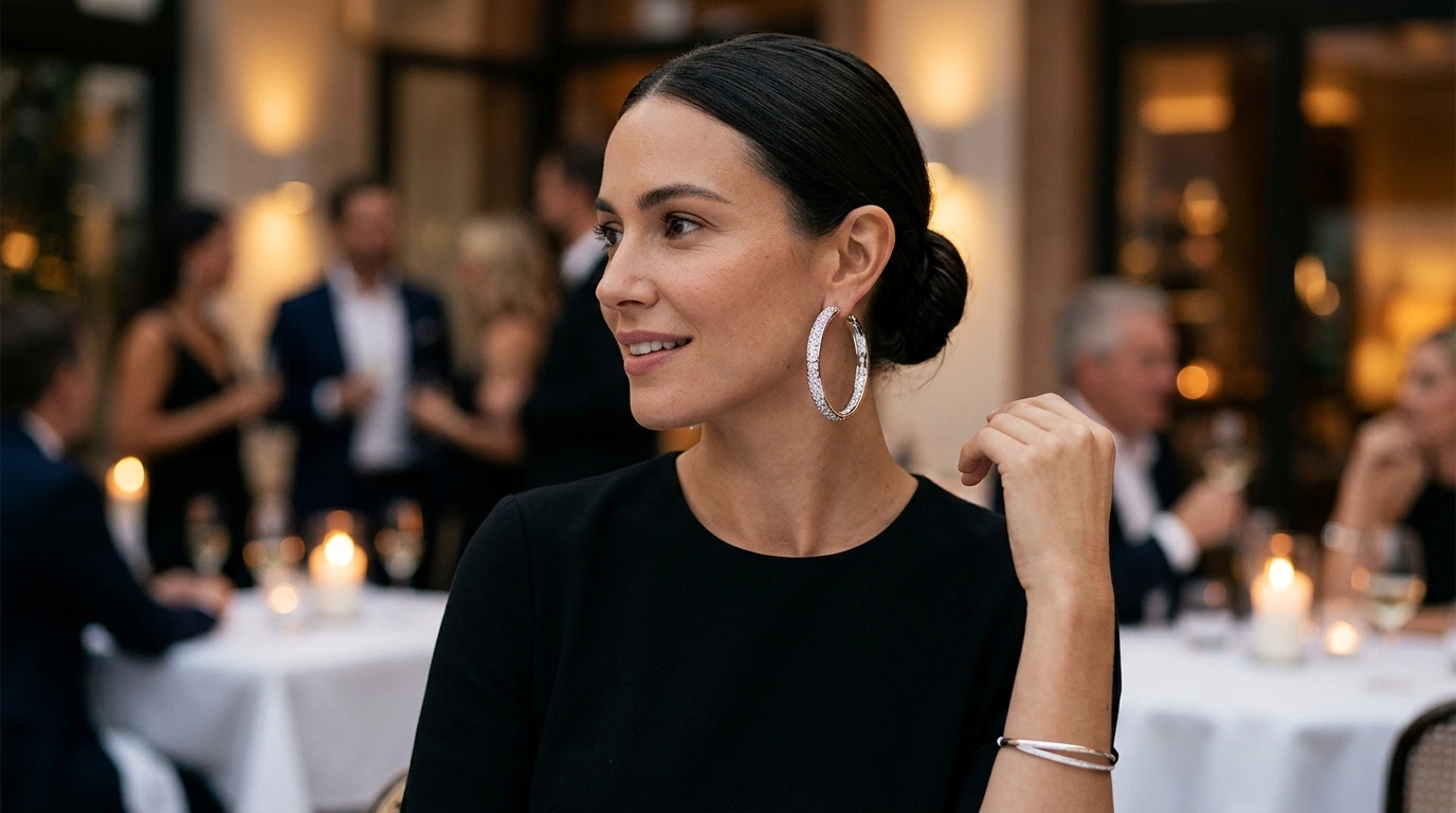 40mm Moissanite Hoop Earrings: 925 Silver Party Glow