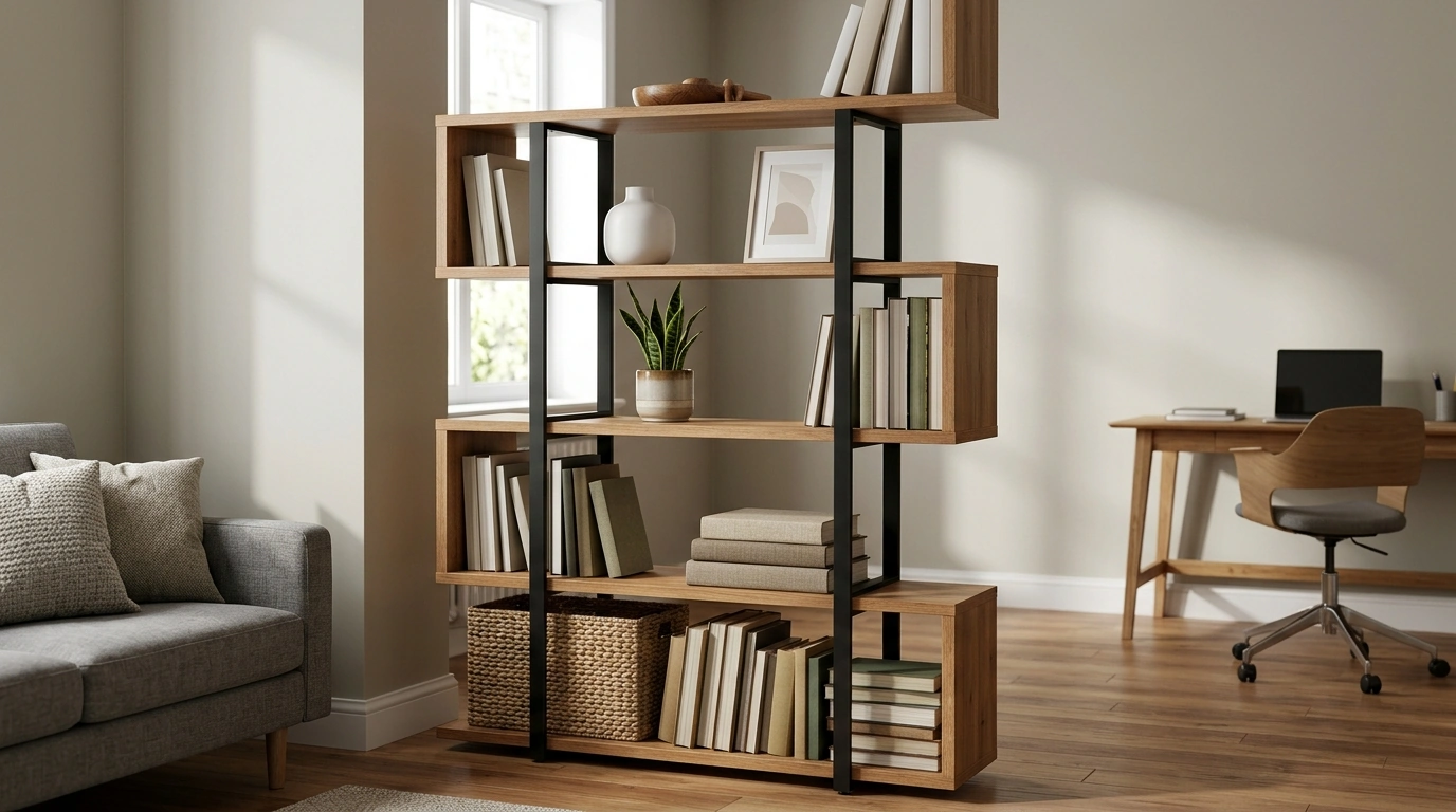 5-Tier Z-Shaped Bookshelf for Modern Small-Space Storage