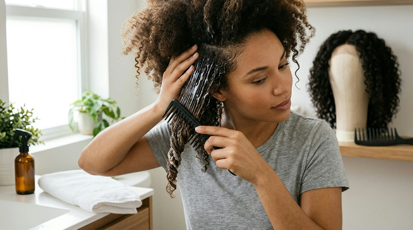 Black Wide-Tooth Comb Set: Detangle Natural Hair & Wigs