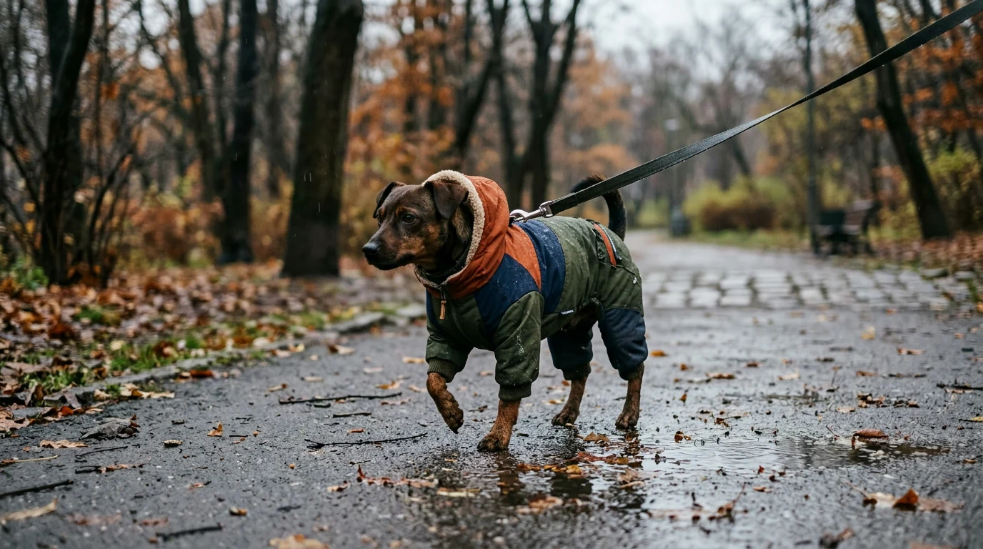 Color-Blocked Dog Parka Jumpsuit for Cold, Wet Walks