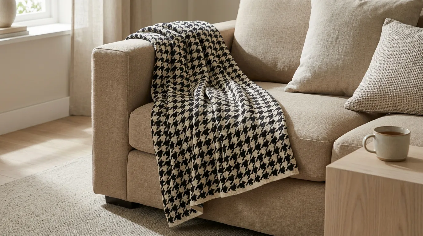 Style a Houndstooth Knit Throw for Cozy, Classic Decor