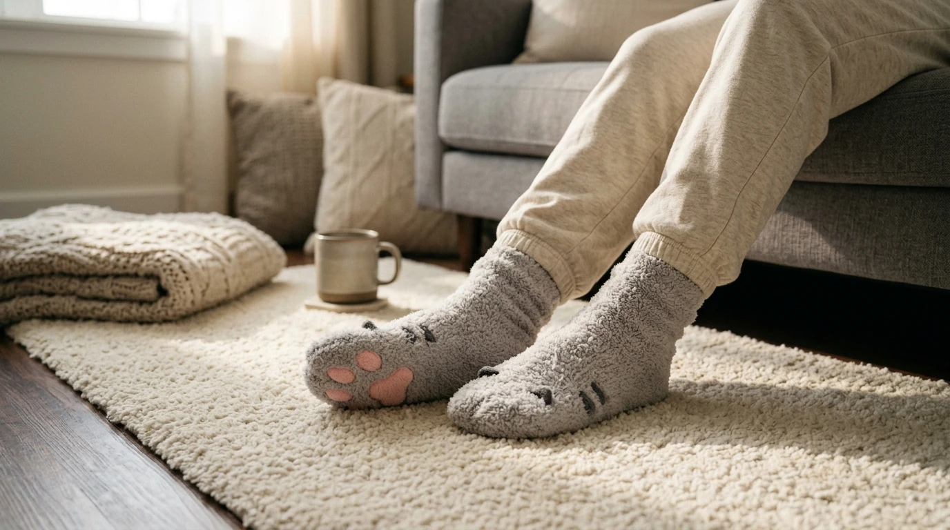 Cozy Kawaii Kitten Fleece Indoor Socks (Cat Claw)