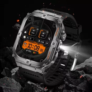 LED Flashlight Smart Watch: Calls, 100+ Sports Modes