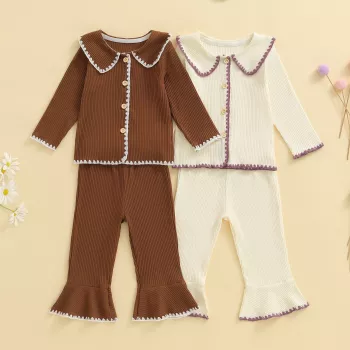 Toddler Girl Fall 2-Piece Set: Contrast Top + Flares
