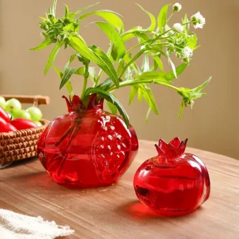 Handmade Pomegranate Glass Vase for Hydroponic Decor