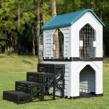Outdoor Waterproof Dog Kennel: Stairs, Double Doors, Airflow