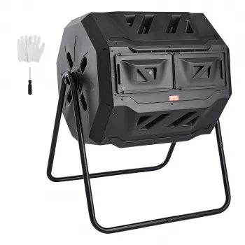 43-Gallon Dual-Chamber Compost Tumbler for Easy Turning