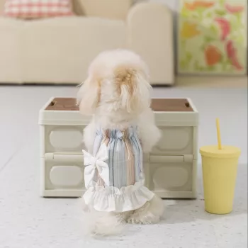 Striped Bow Strap Dog Dress: Cool Summer Tank Skirt