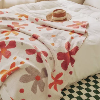 Bright Floral Knitted Knee Blanket for Cozy Layering