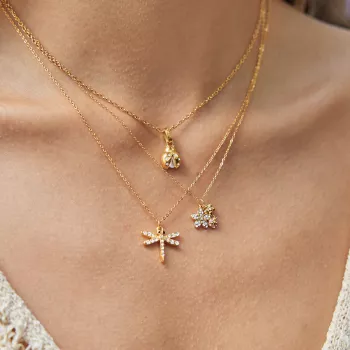 Lucky Ladybug Zircon Necklace in 18K Gold Plated