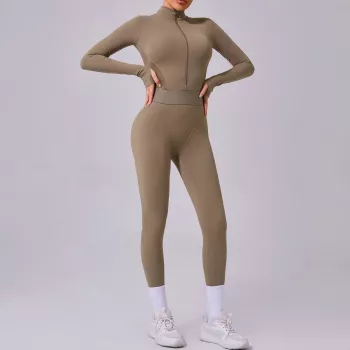 Long Sleeve Zip Yoga Jumpsuit: One-Piece Fit & Support
