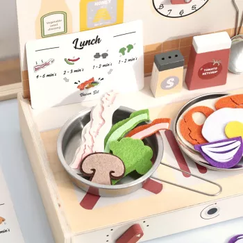 Wooden Play Kitchen Table: Compact Multifunction Set