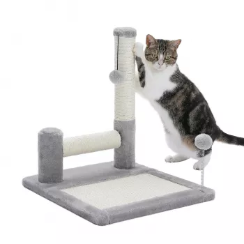 Compact Cat Scratching Pad: 2 Sisal Posts + Play Ball